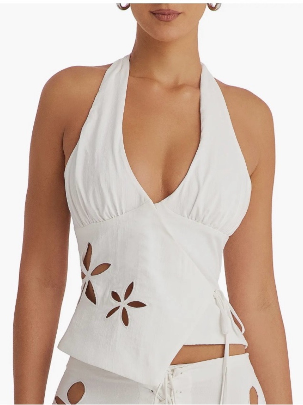 Mistress Rocks Cloud Wrap Floral Cut Out Halter Top